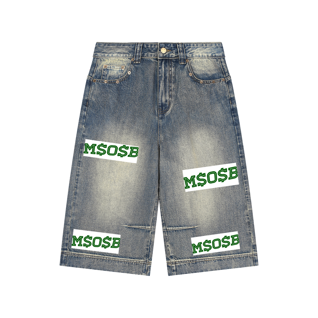 Vintage Wash Baggy Denim Shorts