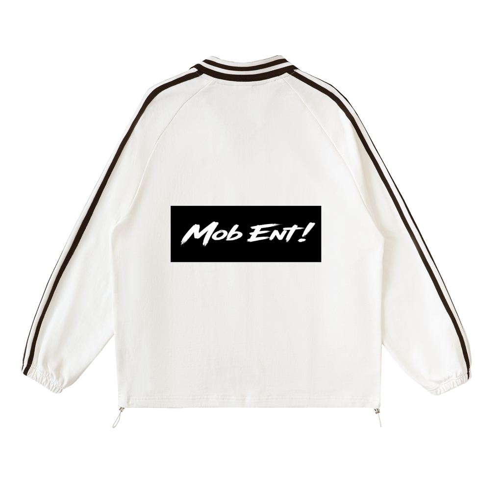 Contrast Striped Lapel Collar Sweatshirt