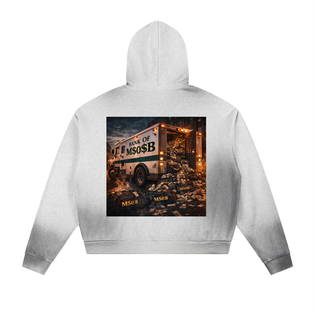 Sun Fade Frayed Raw Edge Fleece Zip Hoodie