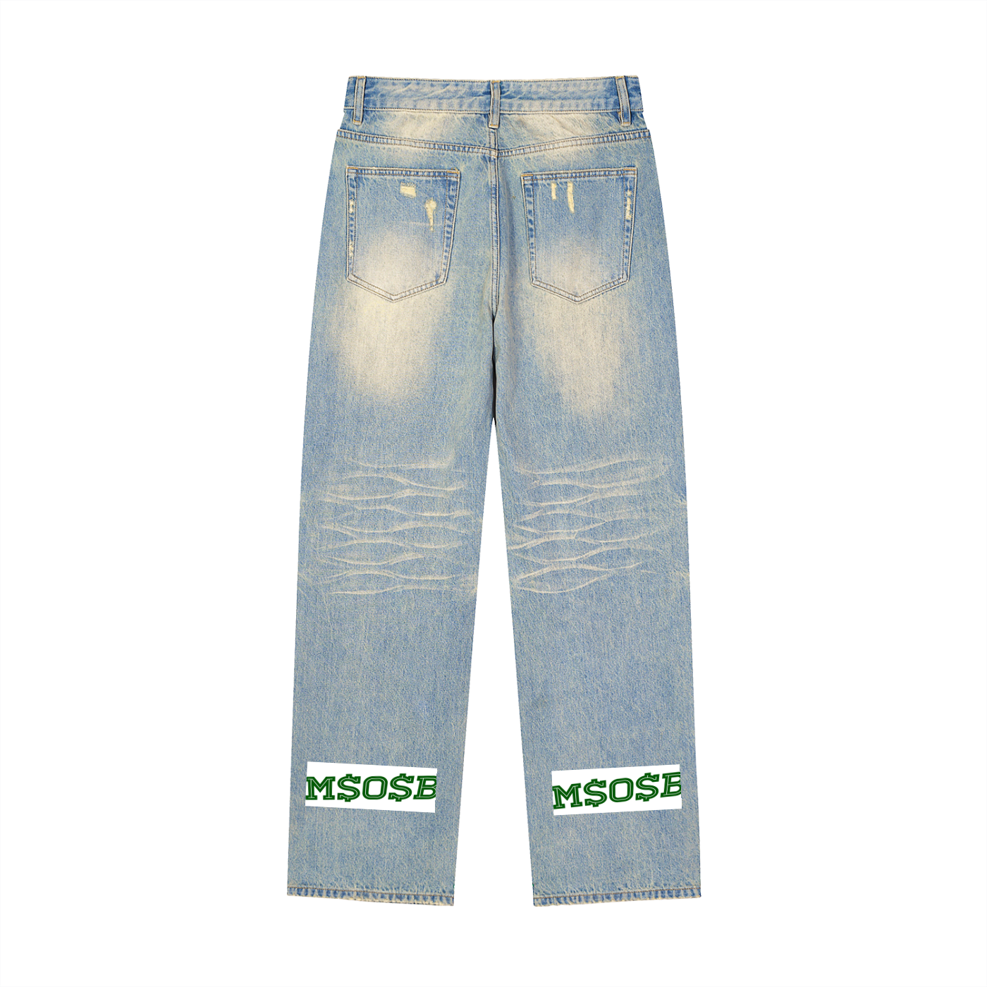 Sun Fade Raw Hem Denim Jeans