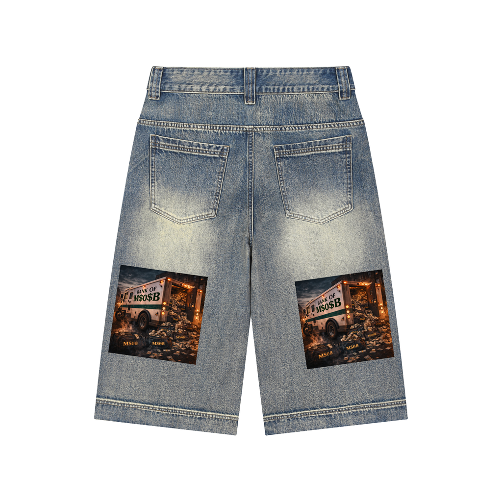 Vintage Wash Baggy Denim Shorts