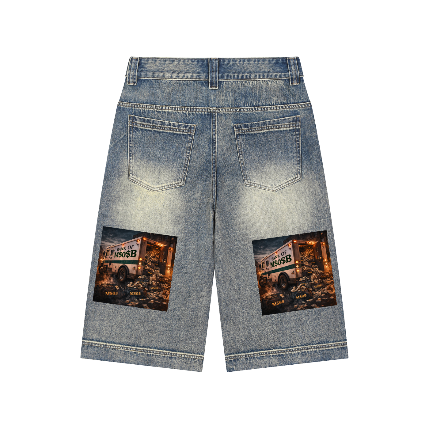 Vintage Wash Baggy Denim Shorts