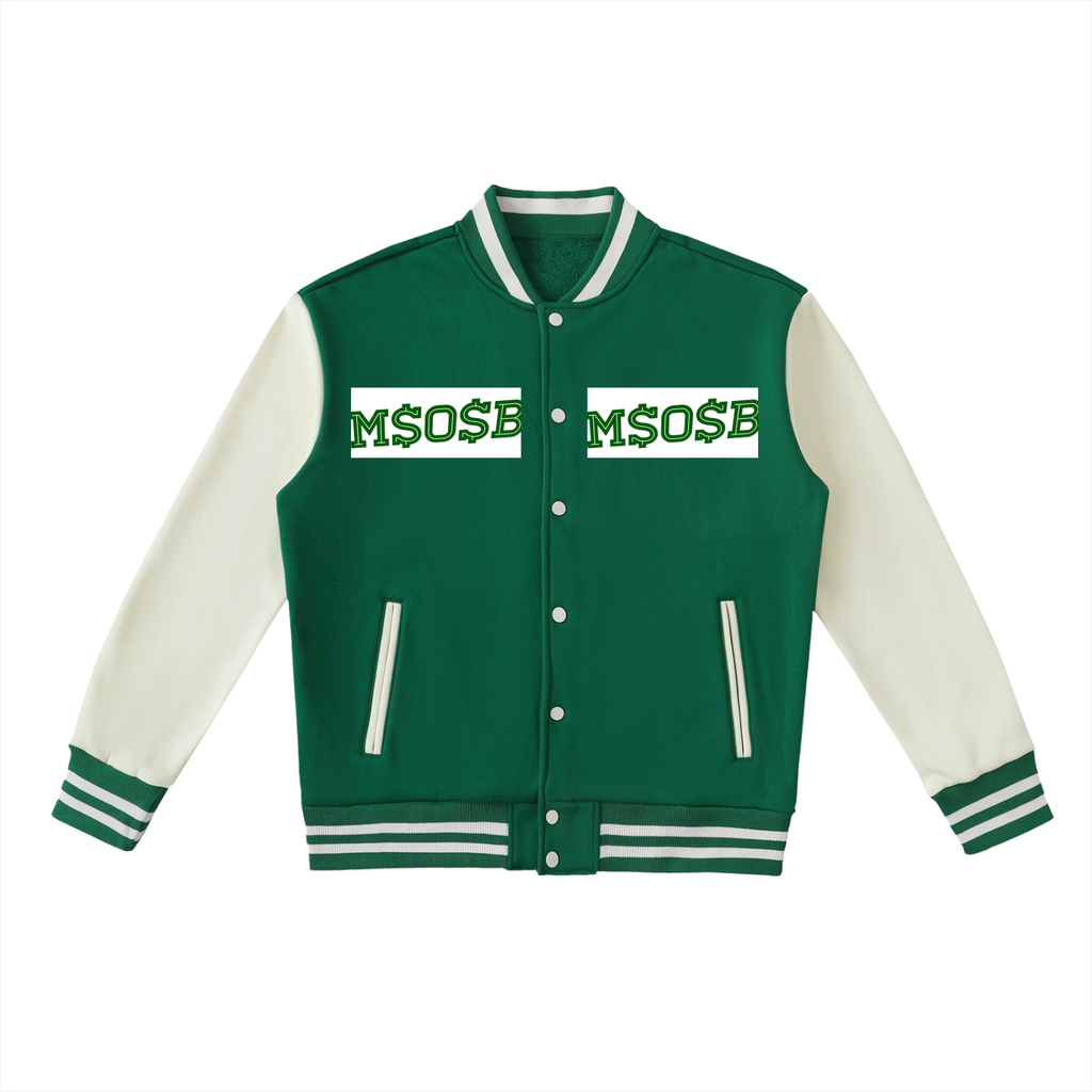 Two-Tone Fleeced Varsity Jacket